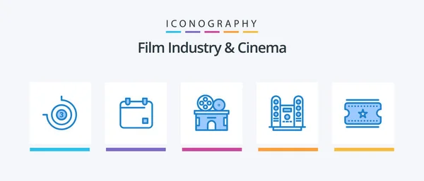 Cenima Blue Icon Pack Including Movie Tickets Cinema Tickets Entertainment — Vector de stock