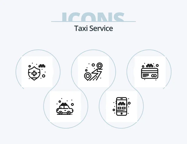 Taxi Service Line Icon Pack Icon Design Mobile Office Call — Vettoriale Stock