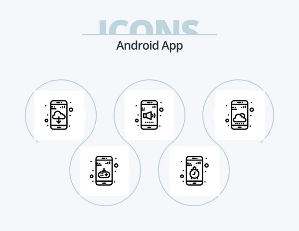 Android App Line Icon Pack Icon Design App Smartphone App — Archivo Imágenes Vectoriales