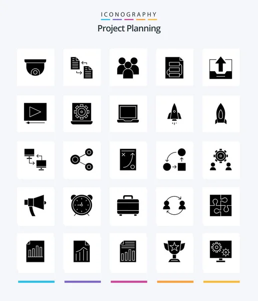 Creative Project Planing Glyph Solid Black Icon Pack Tactic Planning — Stock Vector