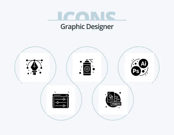 Graphic Designer Glyph Icon Pack Icon Design Art Branding Design — Stock Vector