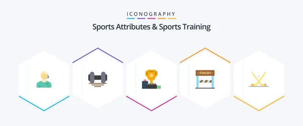 Sports Atributes Sports Training Flat Icon Pack Including Game Line — Stock Vector