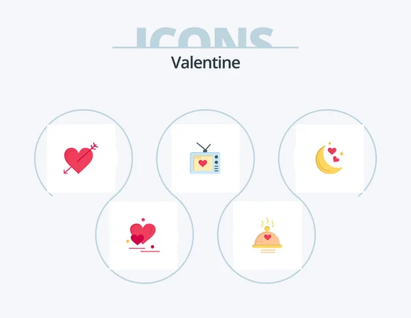 Valentine Flat Icon Pack Icon Design Heart Day Dinner Valentines — Stockvector