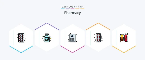 Pharmacy Filledline Icon Pack Including Space Pharmacy Healthcare Tablet Pharmacy — Stok Vektör
