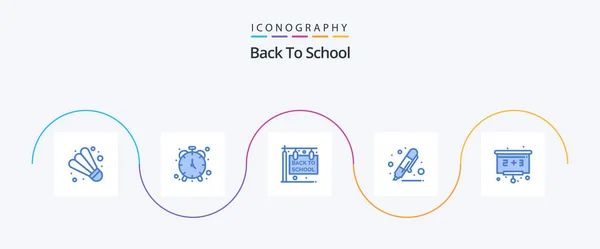Back School Blue Icon Pack Including Education Marker Education Highlighter — Image vectorielle