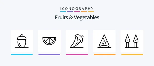 Fruits Vegetables Line Icon Pack Including Tomato Fruit Vegetables Food — Image vectorielle