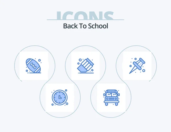 Back School Blue Icon Pack Icon Design Pin American Marker — 图库矢量图片