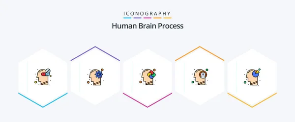 Human Brain Process Filledline Icon Pack Including Process Human Solution — Vettoriale Stock