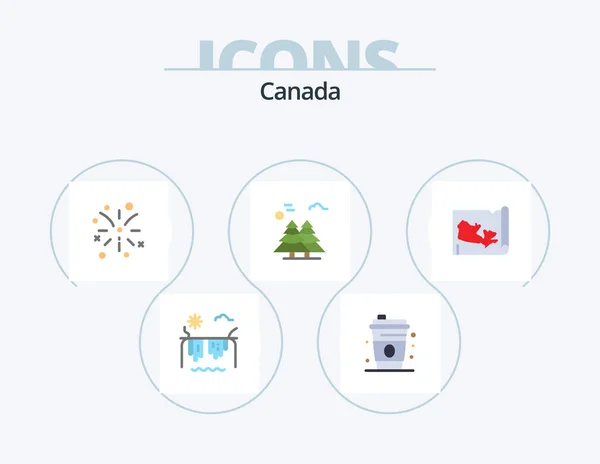 Canada Flat Icon Pack Icon Design Canada Map Fire Work — Διανυσματικό Αρχείο