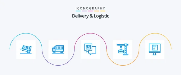 Delivery Logistic Blue Icon Pack Including Delivery Cargo Transport Shipping — Archivo Imágenes Vectoriales