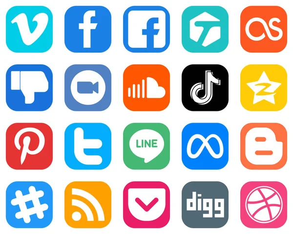 Unique Social Media Icons Douyin Music Facebook Sound Icons Gradient — Stock Vector