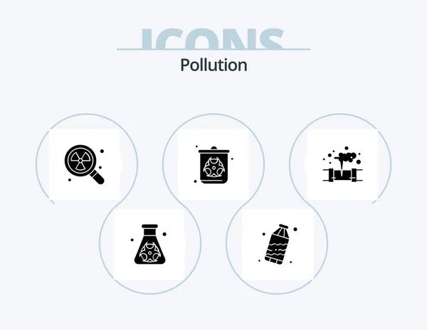 Pollution Glyph Icon Pack Icon Design Pollution Gas Radioactive Waste — Stock Vector