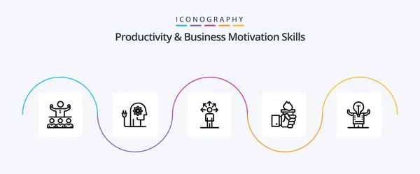 Productivity Business Motivation Skills Line Icon Pack Including Leadership Hand — Image vectorielle