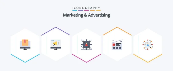 Marketing Advertising Flat Icon Pack Including Affiliate Marketing News Online — Διανυσματικό Αρχείο