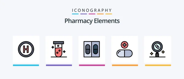 Pharmacy Elements Line Filled Icon Pack Including Medical Medical Medicine — Archivo Imágenes Vectoriales