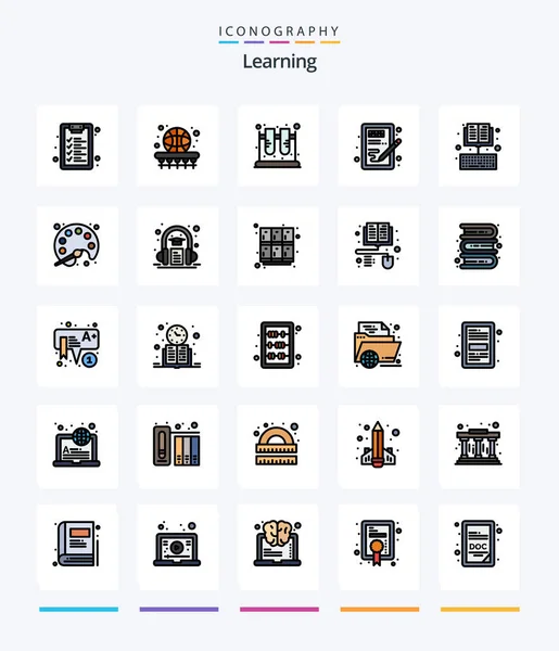 Creative Learning Line Filled Icon Pack Learning Head Chemistry Design — Stockový vektor