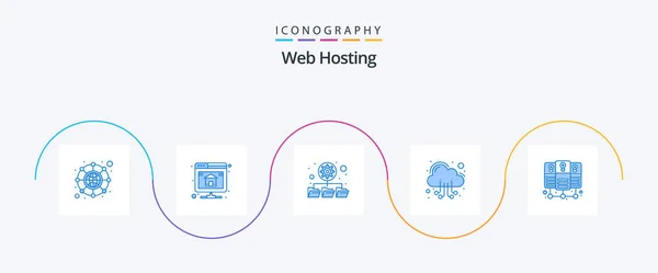 Web Hosting Blue Icon Pack Including Сервер Хостинг Папки Сервер — стоковый вектор