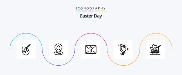 Easter Line Icon Pack Including Trolley Holiday Massege Nature Flower — Διανυσματικό Αρχείο