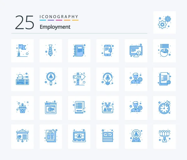 Employment Blue Color Icon Pack Including Time Smartphone Book Notification — Stockový vektor