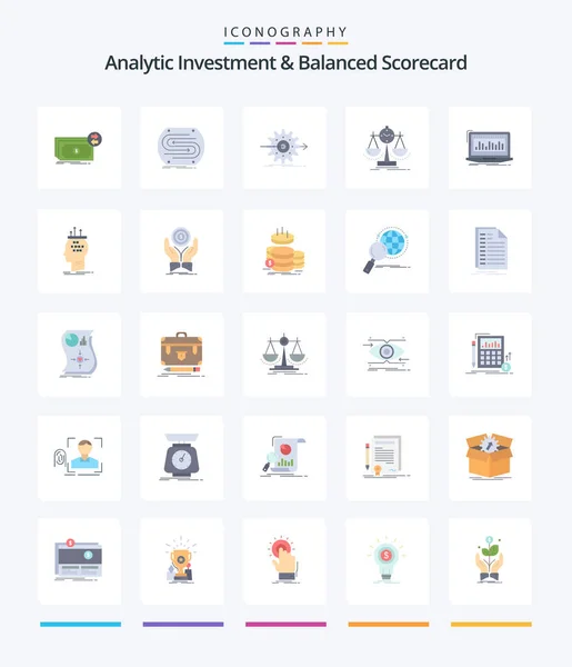 Creative Analytic Investment Balanced Scorecard Flat Icon Pack Management Match — Vetor de Stock