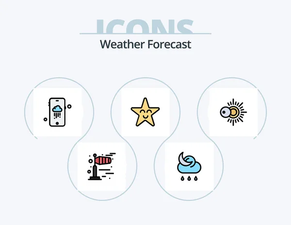 Weather Line Filled Icon Pack Icon Design Weather Weather Fog — Vettoriale Stock