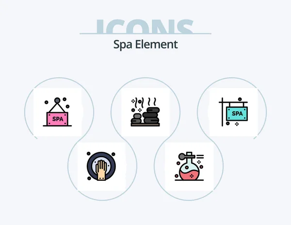 Линия Spa Element Filled Icon Pack Icon Design Настоящее Время — стоковый вектор