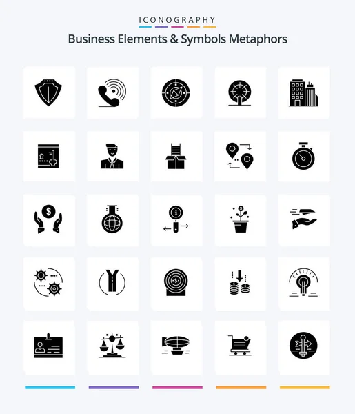 Creative Business Elements Symbols Metaphors Glyph Solid Black Icon Pack — Stockvector
