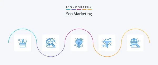 Seo Marketing Blue Icon Pack Including Eye Seo Creative Search — Image vectorielle