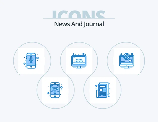 News Blue Icon Pack Icon Design News Public Mobile News — Vettoriale Stock