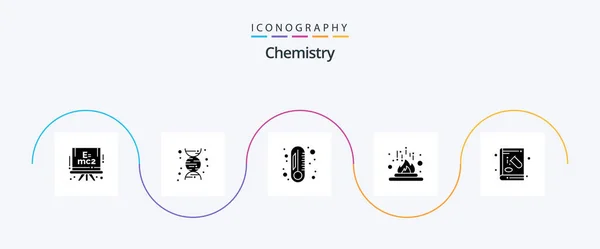 Chemistry Glyph Icon Pack Including Education Chemical Thermometer Book Laboratory — Διανυσματικό Αρχείο