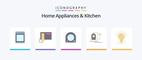 Home Appliances Kitchen Flat Icon Pack Including Idea Cable Fan — Stock Vector