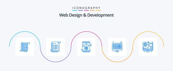 Web Design Development Blue Icon Pack Including Settings Development Web — Stock Vector