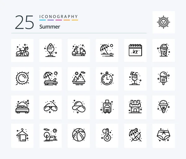 Summer Line Icon Pack Including Summer Summer Beach Protection Summer — Vettoriale Stock