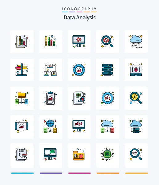 Creative Data Analysis Line Filled Icon Pack Cloud Coding Report — Stock vektor