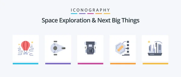 Space Exploration Next Big Things Flat Icon Pack Including Examination — Stockvektor