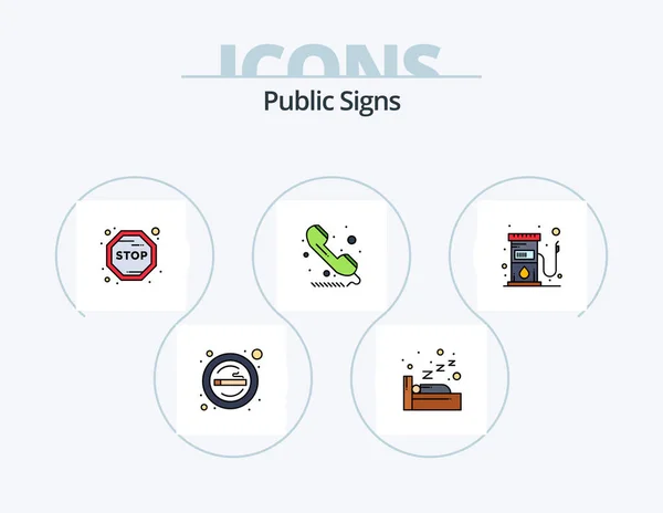 Public Signs Line Filled Icon Pack Icon Design Drop Picture — 图库矢量图片