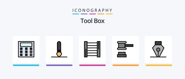 Tools Line Filled Icon Pack Including Preferences Control Options Signaling — Stockový vektor