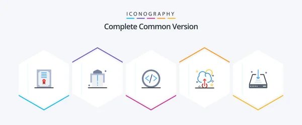 Complete Common Version Flat Icon Pack Including Download Development Upload — Stockvector