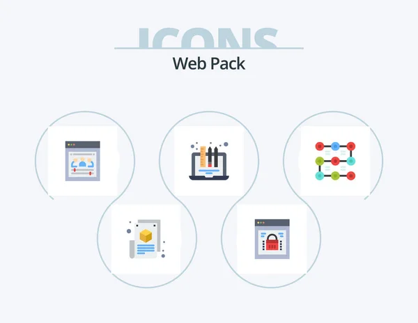Web Pack Flat Icon Pack Icon Design Laptop Device Web — Wektor stockowy