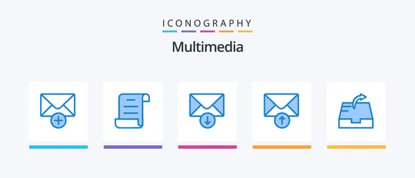 Multimedia Blue Icon Pack Including Send Send Mail Creative Icons — Stockvector