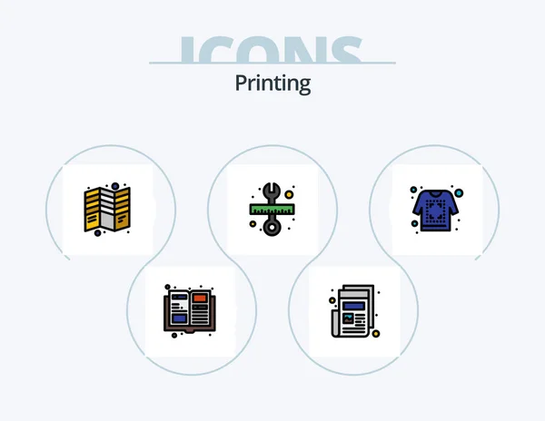 Printing Line Filled Icon Pack Icon Design Printer Labels Tool — Stock Vector