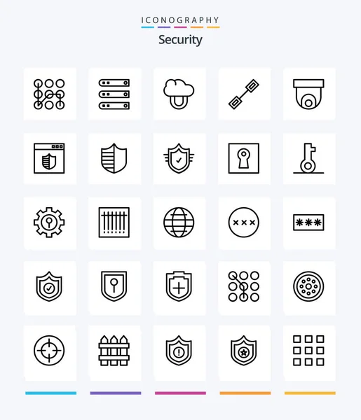 Creative Security Outline Icon Pack Cctv Linked Server Link Chain — Wektor stockowy