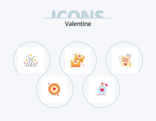 Valentine Flat Icon Pack Icon Design Любовь Валентинки Любовь Валентайн — стоковый вектор