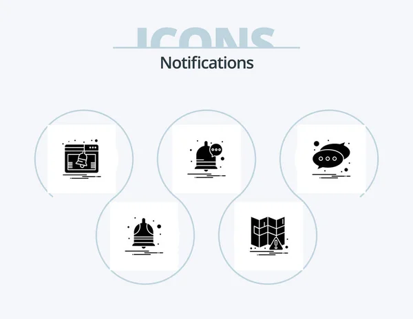 Notifications Glyph Icon Pack Icon Design Text Notification Activity Chat — Stock vektor