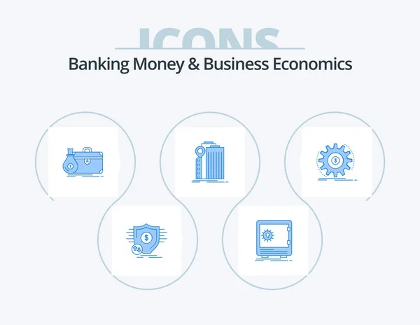 Банківські Гроші Бізнес Економіка Blue Icon Pack Icon Design Будується — стоковий вектор
