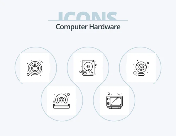 Computer Hardware Line Icon Pack Icon Design Wifi Hardware Router — Wektor stockowy
