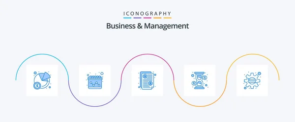 Business Management Blue Icon Pack Inclusive Компания Цена Бизнес Загрузка — стоковый вектор