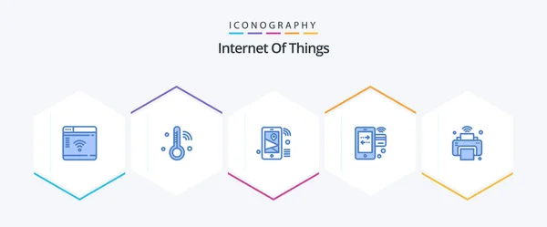 Internet Things Blue Icon Pack Including Wifi Internet Internet Credit — Image vectorielle
