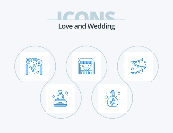 Wedding Blue Icon Pack Icon Design Lunch Dinner Love Research — 图库矢量图片