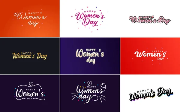 Abstract Happy Women Day Logo Love Vector Design Pink Red — Vetor de Stock